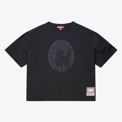Mitchell & Ness Women's Boston Celtics Black Phantom Cropped T-Shirt