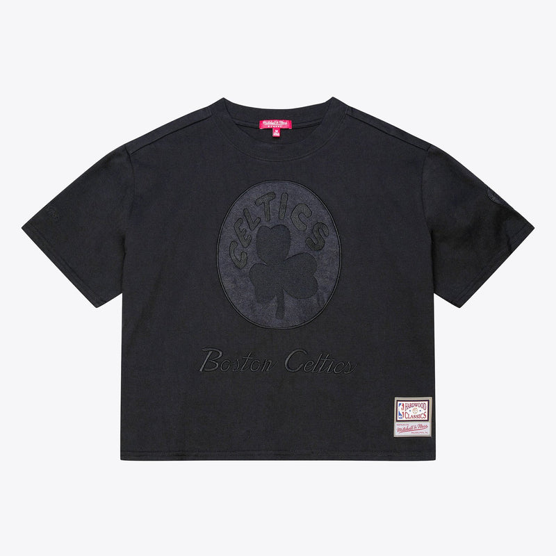 Mitchell & Ness Women's Boston Celtics Black Phantom Cropped T-Shirt