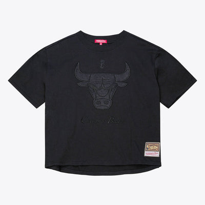 Mitchell & Ness Women's Chicago Bulls Black Phantom Cropped T-Shirt