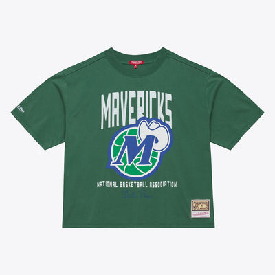 Mitchell & Ness Women's Dallas Mavericks Green Cropped Boxy T-Shirt