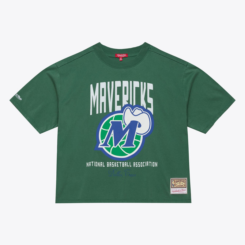 Mitchell & Ness Women's Dallas Mavericks Green Cropped Boxy T-Shirt