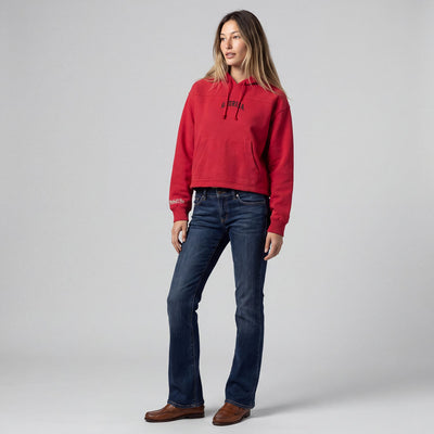 Mitchell & Ness Women's Georgia Bulldogs Red Retro Roots French Terry Cropped Hoodie