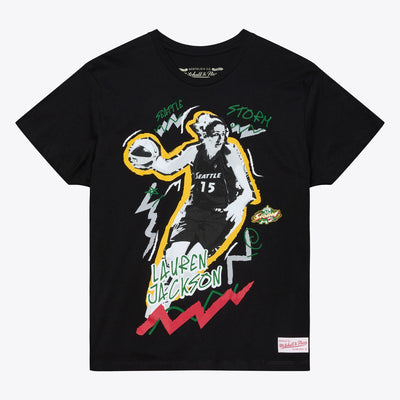 Mitchell & Ness Women's Lauren Jackson Seattle Storm Black Chalked Up Boyfriend T-Shirt