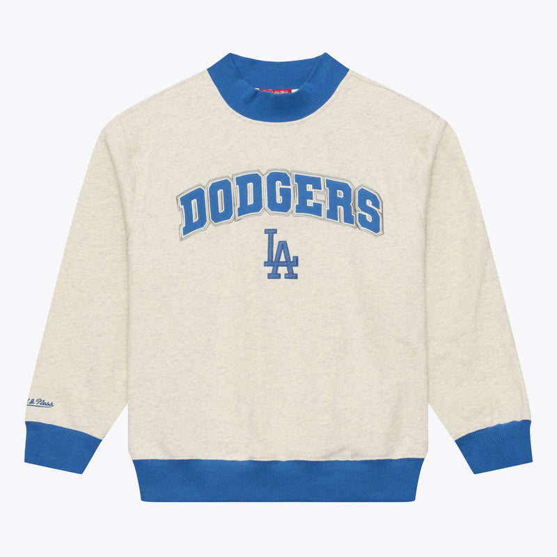 Mitchell & Ness Women's Los Angeles Dodgers Oatmeal Mock Neck Sweatshirt