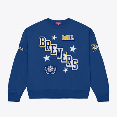 Mitchell & Ness Women's Milwaukee Brewers Royal Pep Rally Lightweight Sweatshirt