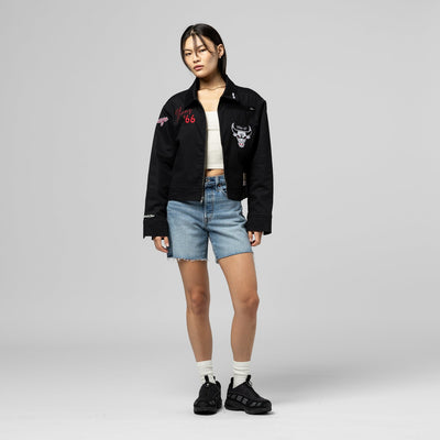 Chicago Bulls Mitchell & Ness Women's Full-Zip Mechanic Jacket - Black