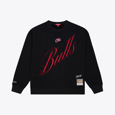 Chicago Bulls Mitchell & Ness Women's Hardwood Classics Script Lightweight Sweatshirt - Black