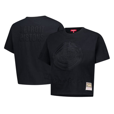 Detroit Pistons Mitchell & Ness Women's Phantom Cropped T-Shirt - Black