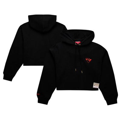 Golden State Warriors Mitchell & Ness Women's Hardwood Classics Cropped Pullover Hoodie - Black