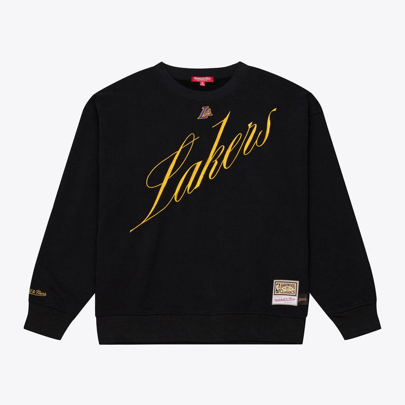 Los Angeles Lakers Mitchell & Ness Women's Hardwood Classics Script Lightweight Sweatshirt - Black