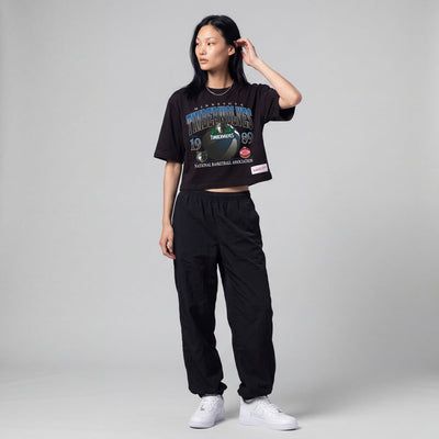 Minnesota Timberwolves Mitchell & Ness Women's Street Graphic Boxy Crop T-Shirt - Black