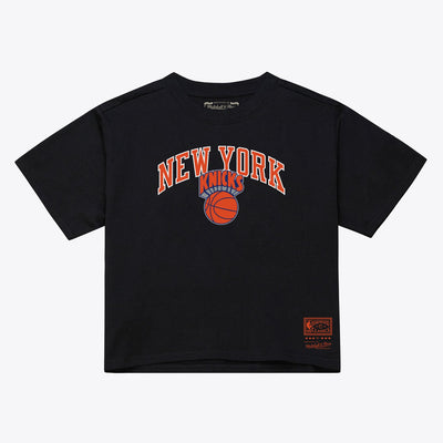New York Knicks Mitchell & Ness Women's Evergreen Cropped T-Shirt - Black