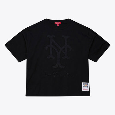 New York Mets Mitchell & Ness Women's Cooperstown Collection Phantom Cropped T-Shirt - Black