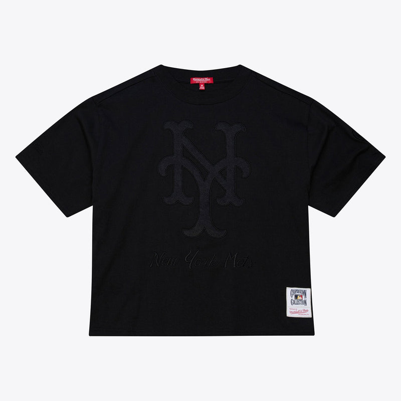 New York Mets Mitchell & Ness Women's Cooperstown Collection Phantom Cropped T-Shirt - Black