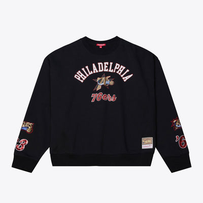 Philadelphia 76ers Mitchell & Ness Women's Premium Fleece Sweatshirt - Black