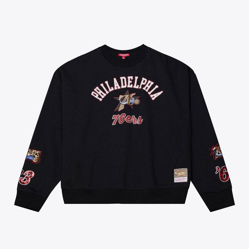 Philadelphia 76ers Mitchell & Ness Women's Premium Fleece Sweatshirt - Black