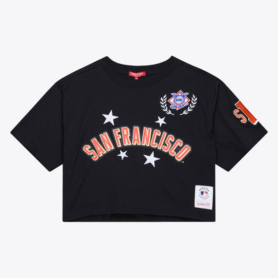 San Francisco Giants Mitchell & Ness Women's Pep Rally Cropped Boxy T-Shirt - Black