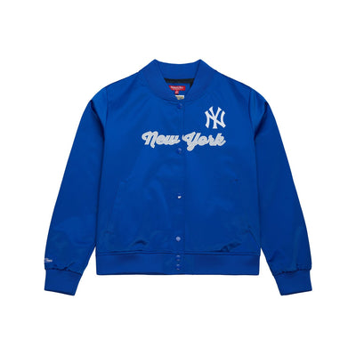 New York Yankees Mitchell & Ness Women's Full-Snap Satin Jacket - Blue