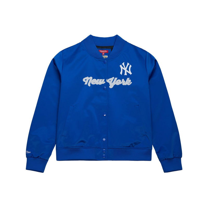 New York Yankees Mitchell & Ness Women's Full-Snap Satin Jacket - Blue