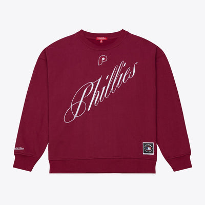 Philadelphia Phillies Mitchell & Ness Women's Script Sweatshirt - Burgundy