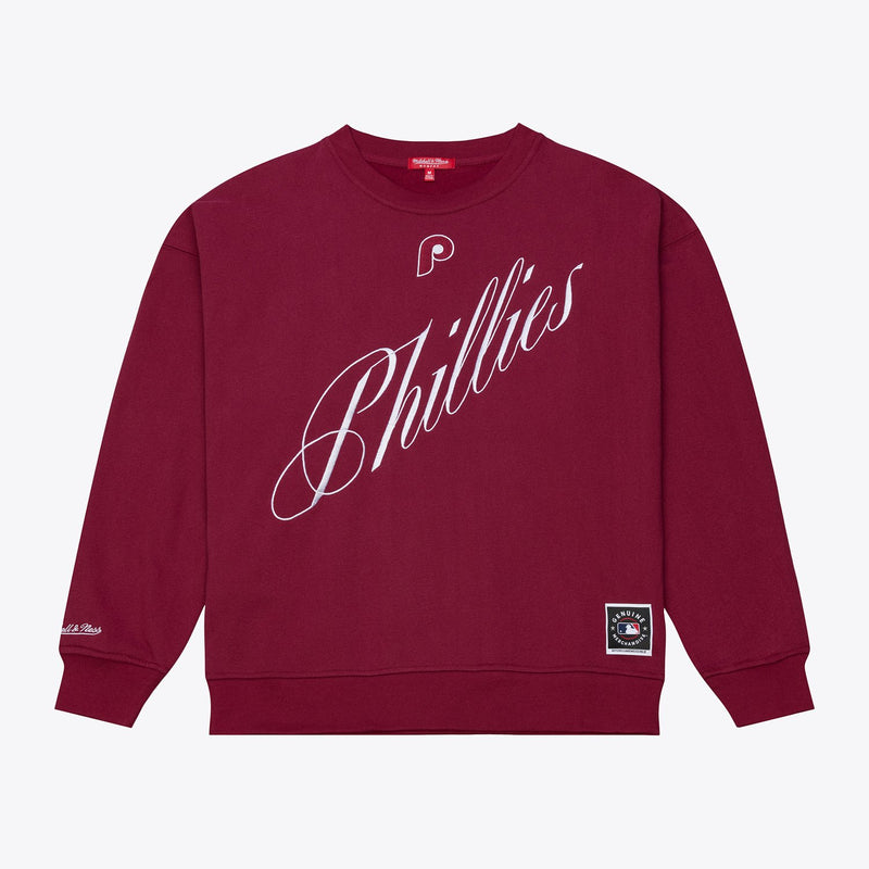 Philadelphia Phillies Mitchell & Ness Women's Script Sweatshirt - Burgundy