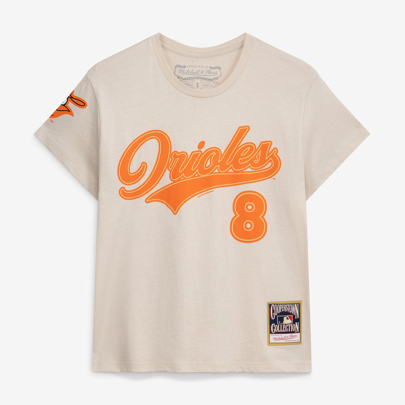 Cal Ripken Jr. Baltimore Orioles Mitchell & Ness Women's Cooperstown Name & Number Throwback T-Shirt - Cream