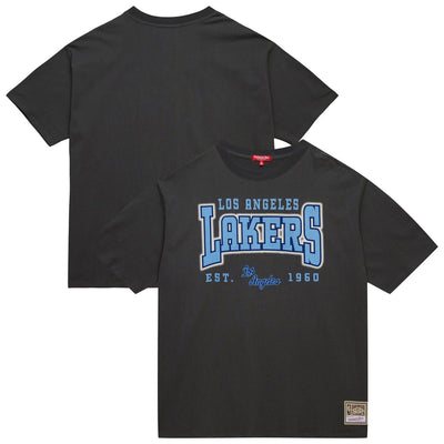 Los Angeles Lakers Mitchell & Ness Women's Hardwood Classics Oversized Boyfriend T-Shirt - Charcoal