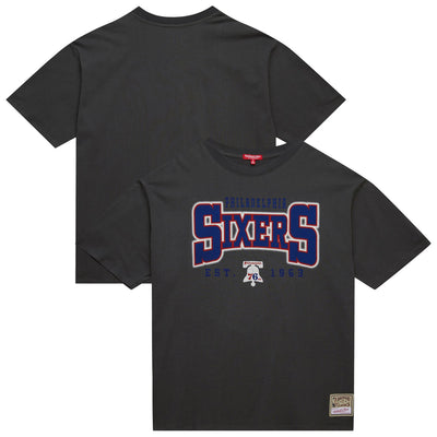 Philadelphia 76ers Mitchell & Ness Women's Hardwood Classics Oversized Boyfriend T-Shirt - Charcoal