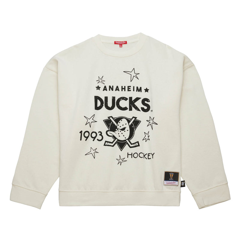 Anaheim Ducks Mitchell & Ness Women's Logo 3.0 Sweatshirt - Cream