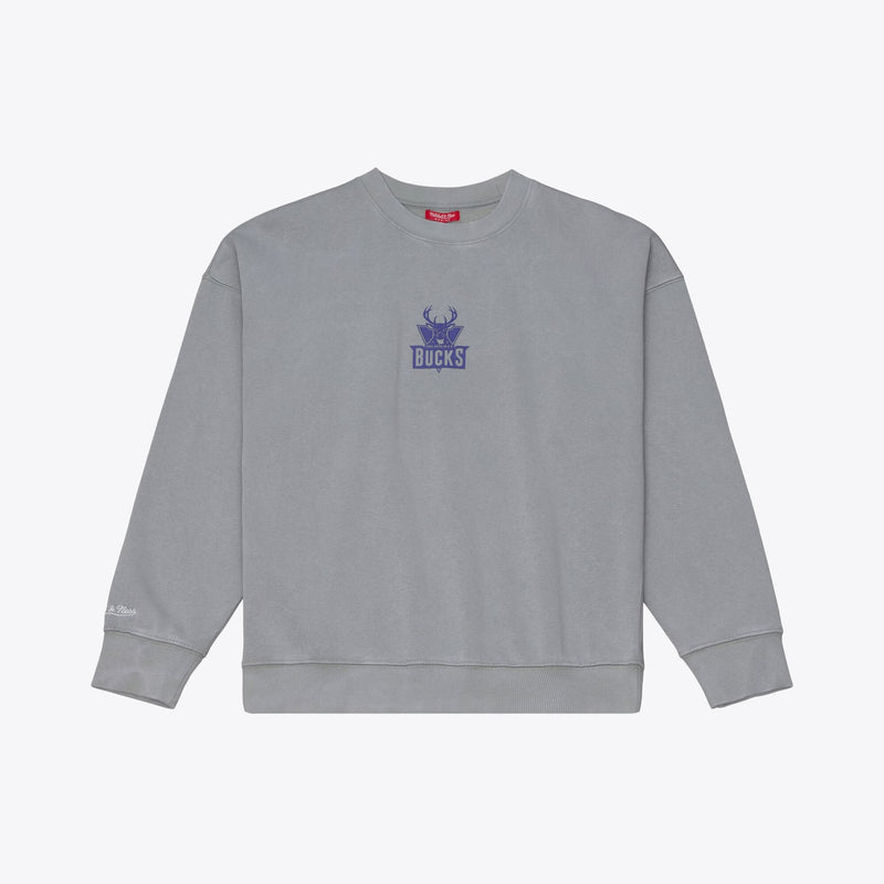 Milwaukee Bucks Mitchell & Ness Women's Core Essentials Micro Logo Fleece Sweatshirt - Gray