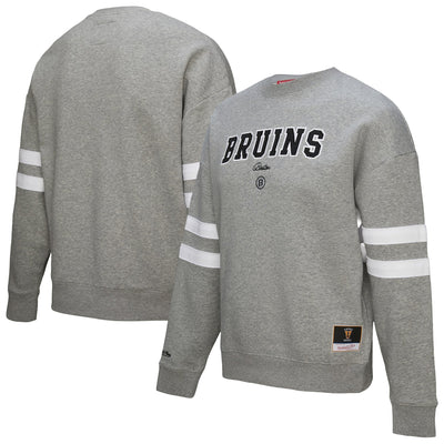 Boston Bruins Mitchell & Ness Women's Logo Lightweight Pullover Sweatshirt - Heather Gray