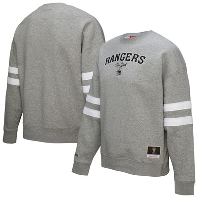 New York Rangers Mitchell & Ness Women's Logo Lightweight Pullover Sweatshirt - Heather Gray