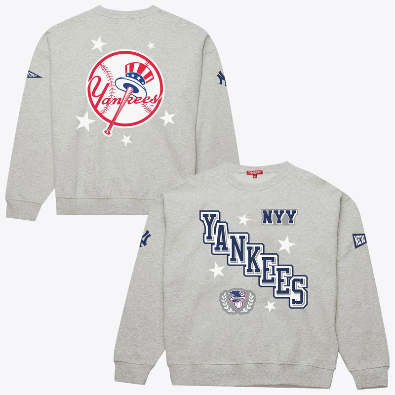 New York Yankees Mitchell & Ness Women's Pep Rally Sweatshirt - Heather Gray