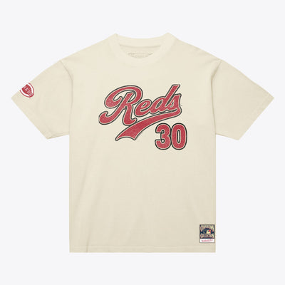 Ken Griffey Jr. Cincinnati Reds Mitchell & Ness Women's Cooperstown Name & Number Throwback T-Shirt - Cream