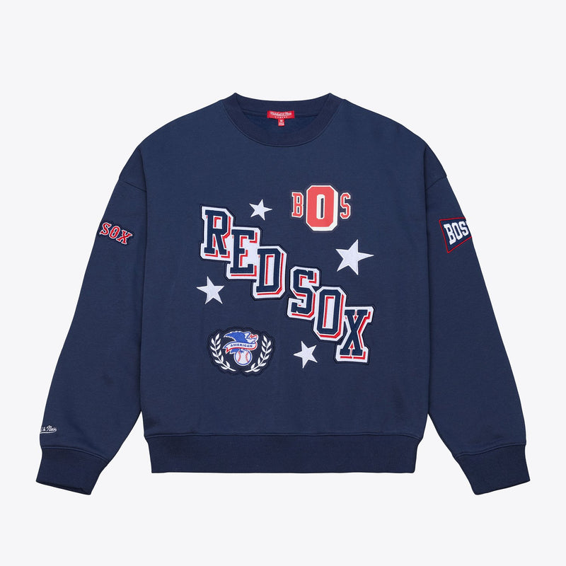Boston Red Sox Mitchell & Ness Women's Pep Rally Sweatshirt - Navy