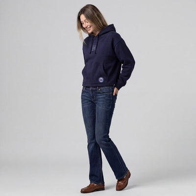 Detroit Tigers Mitchell & Ness Women's Cooperstown Collection Retro Roots Pullover Hoodie - Navy