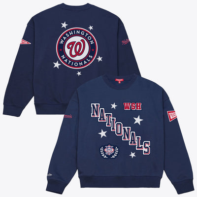Washington Nationals Mitchell & Ness Women's Pep Rally Sweatshirt - Navy