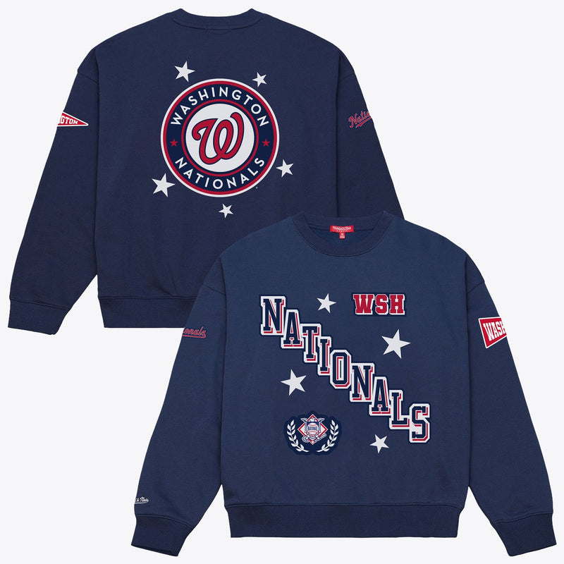 Washington Nationals Mitchell & Ness Women's Pep Rally Sweatshirt - Navy