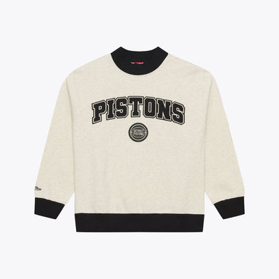 Detroit Pistons Mitchell & Ness Women's Cookies & Cream Ribbed Mock Neck Sweatshirt - Oatmeal