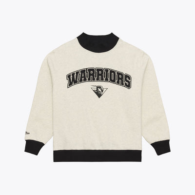 Golden State Warriors Mitchell & Ness Women's Cookies & Cream Ribbed Mock Neck Sweatshirt - Oatmeal