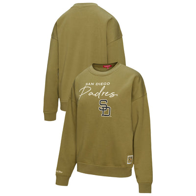 San Diego Padres Mitchell & Ness Women's Oversized Crewneck Sweatshirt - Olive