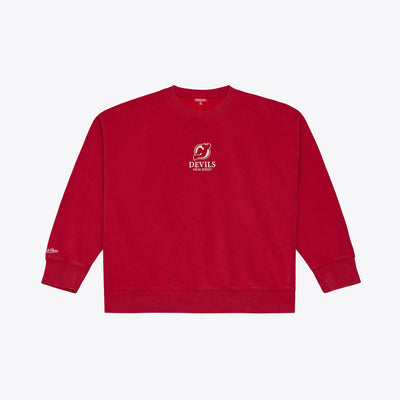 New Jersey Devils Mitchell & Ness Women's Core Essentials Sweatshirt - Red