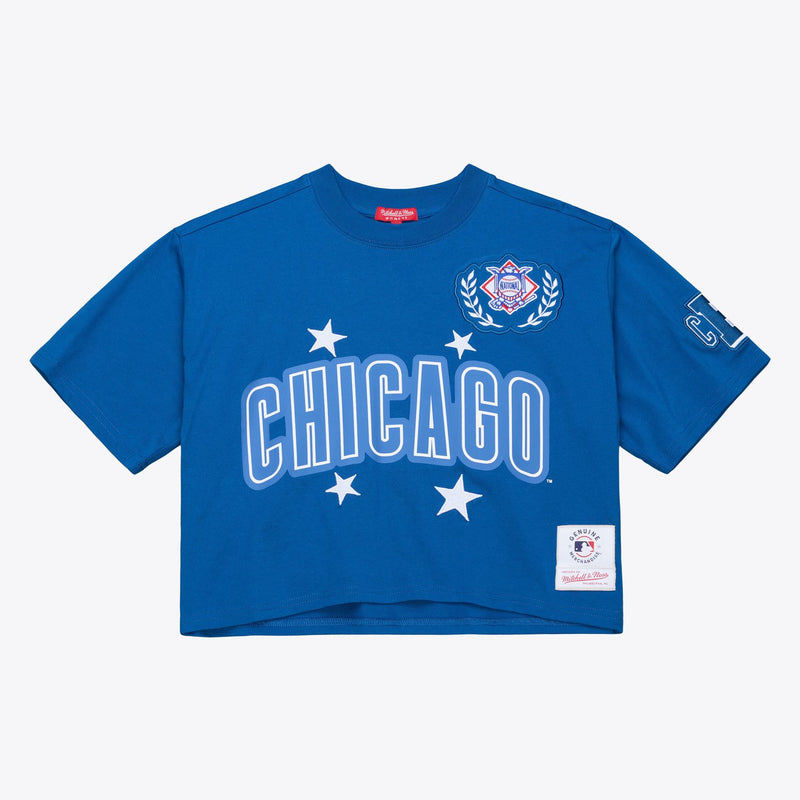 Chicago Cubs Mitchell & Ness Women's Pep Rally Cropped Boxy T-Shirt - Royal