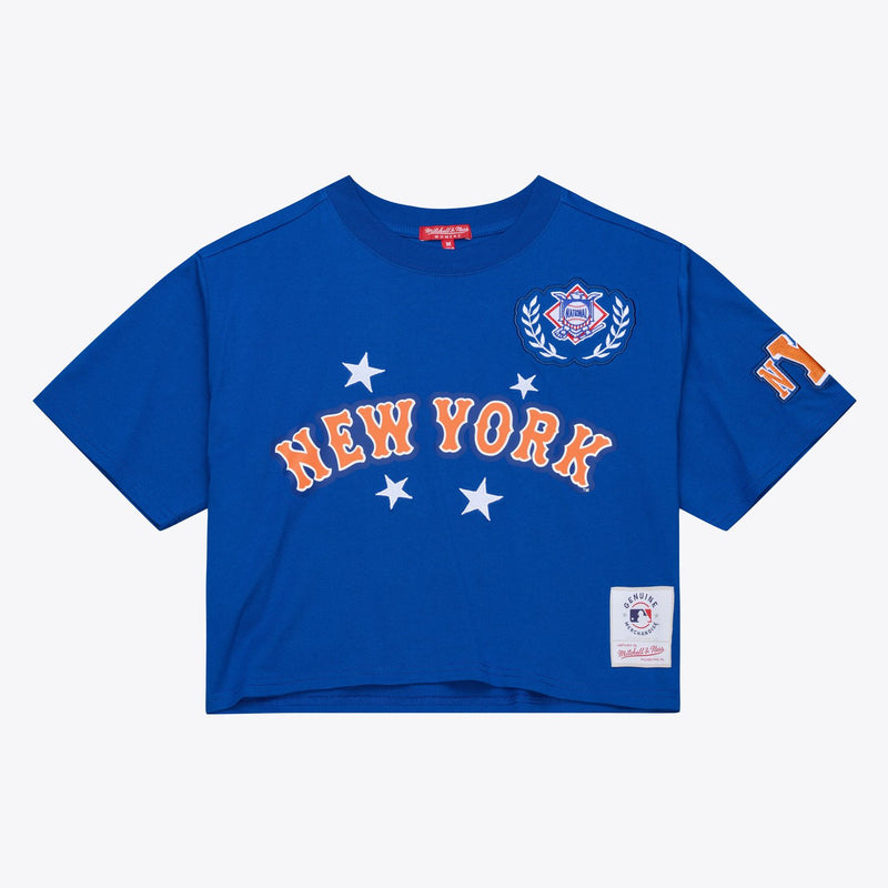 New York Mets Mitchell & Ness Women's Pep Rally Cropped Boxy T-Shirt - Royal