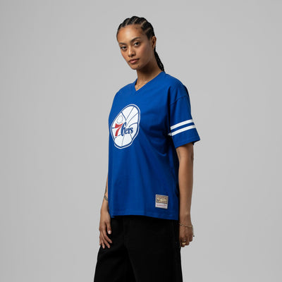Philadelphia 76ers Mitchell & Ness Women's Hardwood Classics Boyfriend V-Neck T-Shirt - Royal