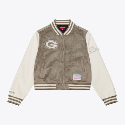 Green Bay Packers Mitchell & Ness Women's Full-Snap Varsity Jacket - Tan