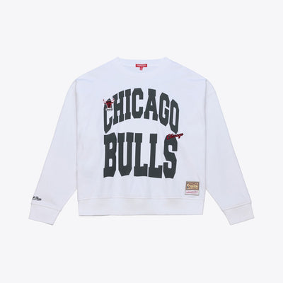 Chicago Bulls Mitchell & Ness Women's Lightweight Block Letter Sweatshirt - White