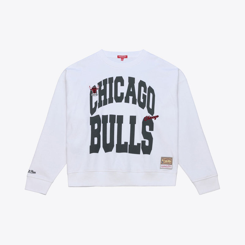 Chicago Bulls Mitchell & Ness Women's Lightweight Block Letter Sweatshirt - White