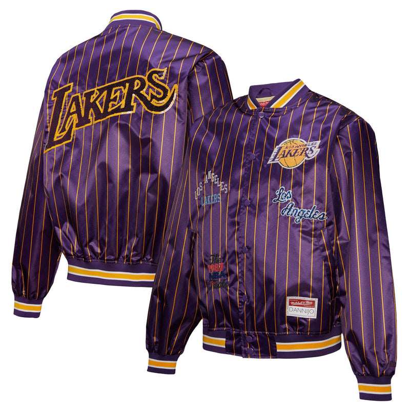 Los Angeles Lakers Mitchell & Ness x DANNIJO Women's Satin Full-Snap Jacket - Purple