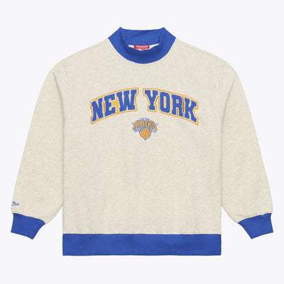 Mitchell & Ness Women's New York Knicks Oatmeal Mock Neck Sweatshirt